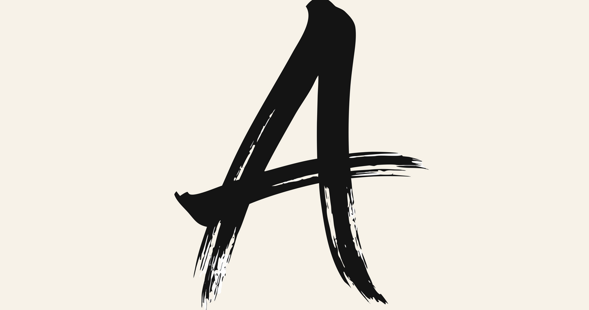 Brush-drawn letter A sumi-e