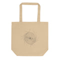 A minimalist celestial line art design mapping the radial filaments of the Helix Nebula on a canvas tote bag. Shown on the Bone (Oyster) colorway.