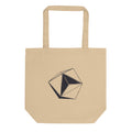 A minimalist line art design of an eight-sided octahedral craft printed on a canvas tote bag. Shown on the Bone (Oyster) colorway.