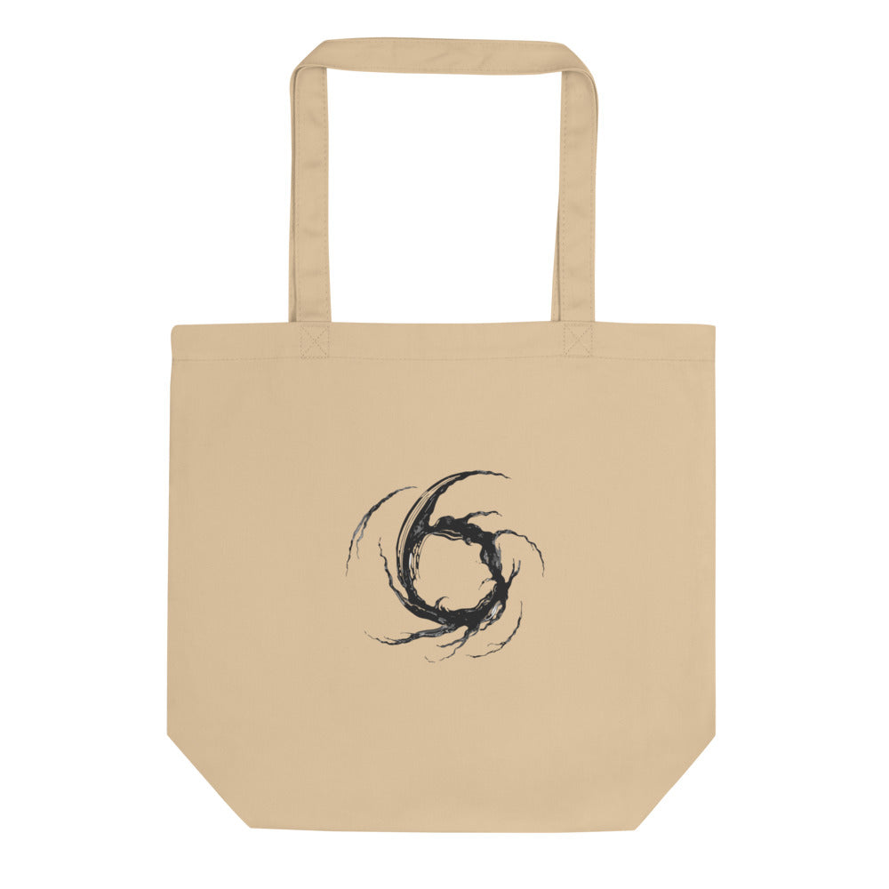 An astronomical study of Rosette Nebula dust lanes rendered in fine, organic hatching on a tote bag. Shown on the Bone (Oyster) colorway.
