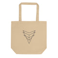 A symmetrical star-shaped crystalline specimen line art design printed on a tote bag. Shown on the Bone (Oyster) colorway.