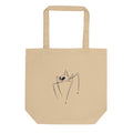 A minimalist line drawing of a six-legged insectoid alien specimen printed on a tote bag. Shown on the Bone (Oyster) colorway.