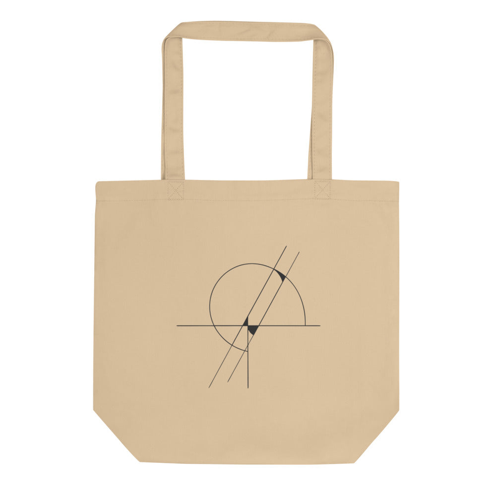A geometric line drawing of the Witch of Agnesi mathematical curve printed on a tote bag. Shown on the Bone (Oyster) colorway.