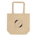 A vector line art design of intersecting crescent-shaped lunettes over a right triangle on a tote bag. Shown on the Bone (Oyster) colorway.