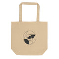 An Apollonian gasket fractal curve of nested tangent circles in fine vector lines on a minimalist tote bag. Shown on the Bone (Oyster) colorway.