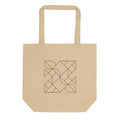 A vector line drawing of a Heesch tiling pattern with interlocking irregular polygons on a tote bag. Shown on the Bone (Oyster) colorway.