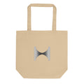 A field of vertical parallel lines deflected at the center by a Lorentzian curve, printed on a tote bag. Shown on the Bone (Oyster) colorway.