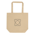 A single continuous Lissajous curve vector path printed on a tote bag. Shown on the Bone (Oyster) colorway.
