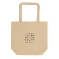 A fourth-iteration Hilbert space-filling curve printed as a precise orthogonal grid design on a tote bag. Shown on the Bone (Oyster) colorway.