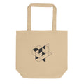 Isometric impossible tribar geometric line art design printed on a tote bag. Shown on the Bone (Oyster) colorway.