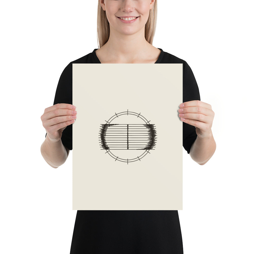 A minimalist bird migration chart design of twelve horizontal lines and vertical ticks printed on an art print. 12″×16″ size.
