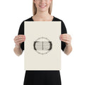 A minimalist bird migration chart design of twelve horizontal lines and vertical ticks printed on an art print. 12″×16″ size.