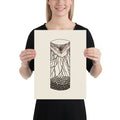 A geological line art diagram of a vertical drilled basalt core sample printed on an art print. 12″×16″ size.