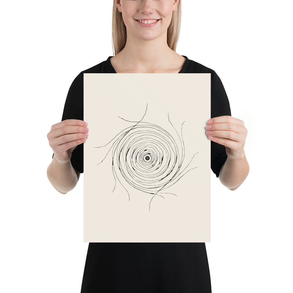 A minimalist celestial line art design mapping the radial filaments of the Helix Nebula printed on an art print. 12″×16″ size.