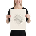 A minimalist celestial line art design mapping the radial filaments of the Helix Nebula printed on an art print. 12″×16″ size.