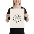 Minimalist engraving-style line art of a fennel seed umbellule printed on an art print. 12″×16″ size.