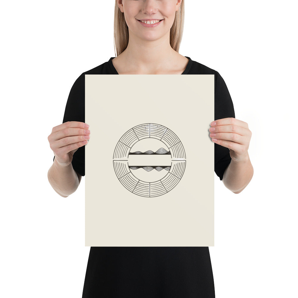 Flyway passage wave diagram printed in a minimalist line art style on an art print. 12″×16″ size.