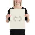 A minimalist diagram of opposing curved lines representing frost boundaries along a horizontal axis printed on an art print. 12″×16″ size.