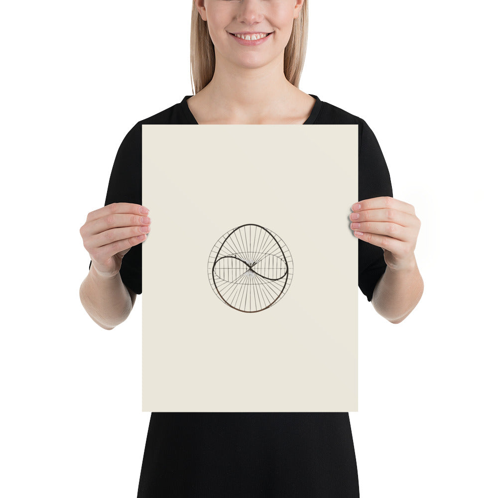 The precise figure-eight analemma curve and altitude grid lines printed on an art print. 12″×16″ size.