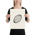 A minimalist line drawing of a single lily pollen grain with a reticulated wall on an art print. 12″×16″ size.