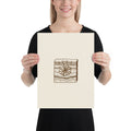 An exact technical drawing of a gypsum desert rose crystal cluster printed as a minimalist art print. 12″×16″ size.