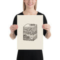 An angular unconformity geological cross-section in minimalist line art printed on a paper art print. 12″×16″ size.