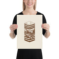 A vertical stratigraphic diagram of lake-bed varves printed as minimalist line art on an art print. 12″×16″ size.