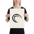 A double-layered crescent enso sumi-e painting printed on a minimalist art print. 12″×16″ size.