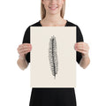 A botanical illustration of a running clubmoss vegetative branchlet printed on an art print. 12″×16″ size.