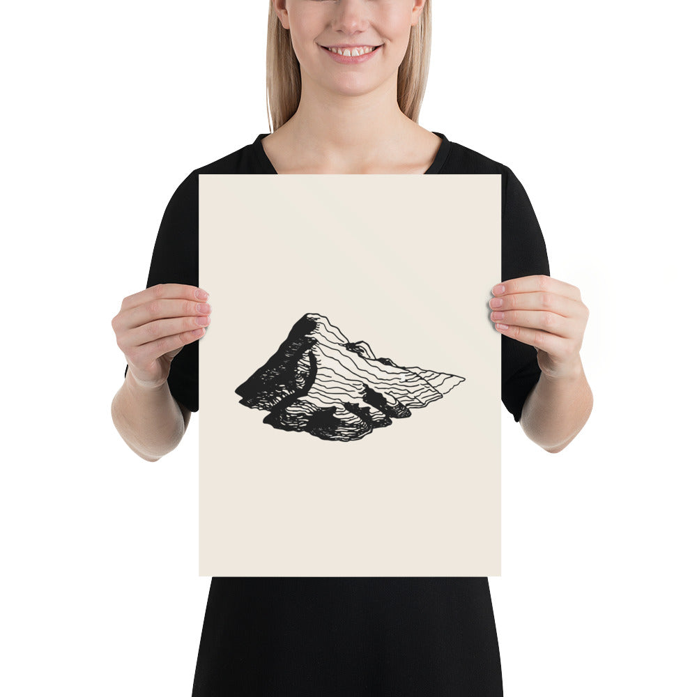 Topographic contour line art of a glacial kame terrace printed on an art print. 12″×16″ size.