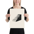 A detailed scientific elevation profile of a fault scarp in black line art on an art print. 12″×16″ size.