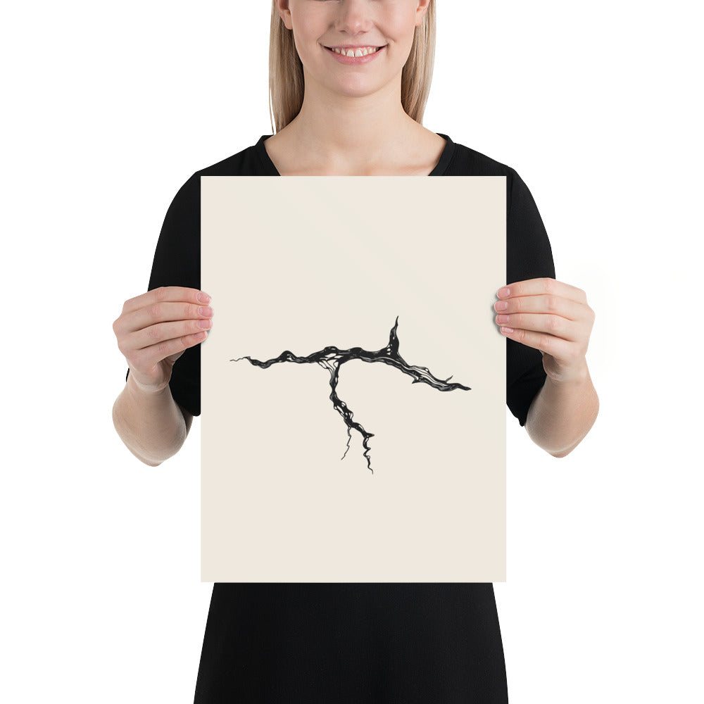 The precise topographic line art design of the Rima Hyginus lunar trench printed on an art print. 12″×16″ size.