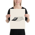 A minimal black and white bathymetric art print showing the topography of the continental shelf break. 12″×16″ size.