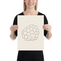 A minimalist fine line art illustration of desiccation polygon tessellation printed on an art print. 12″×16″ size.