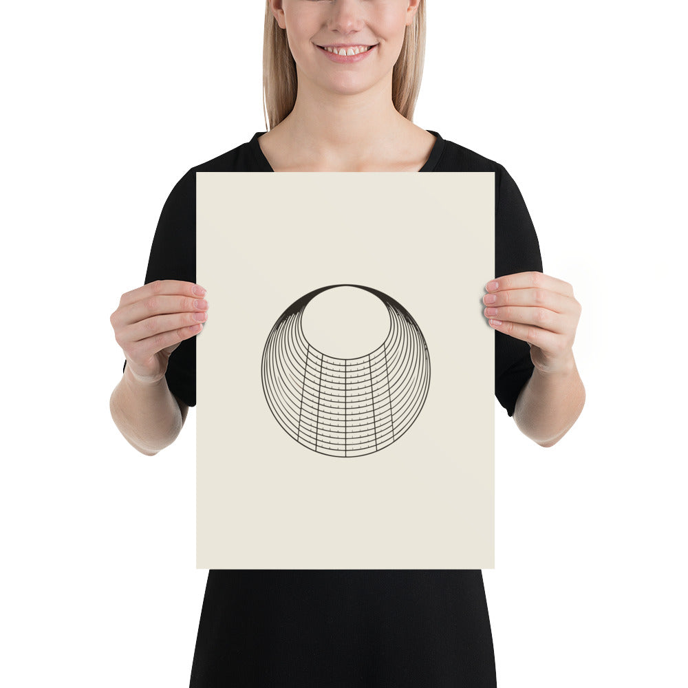 An astronomical circular wheel diagram of annual twilight bands printed on a minimalist art print. 12″×16″ size.