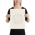 A two-tone line drawing of the celestial equator and ecliptic plane intersection on an art print. 12″×16″ size.