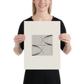 A precise mathematical design of parallel vertical lines with catenary displacement printed on an art print. 12″×16″ size.