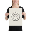 A nested progression of regular polygons from a central triangle to a 24-gon in crisp vector lines on an art print. 12″×16″ size.