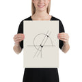 A geometric line drawing of the Witch of Agnesi mathematical curve printed on an art print. 12″×16″ size.