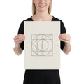 A sine-sheared orthogonal grid graphic in identical hairline thickness printed on an art print. 12″×16″ size.