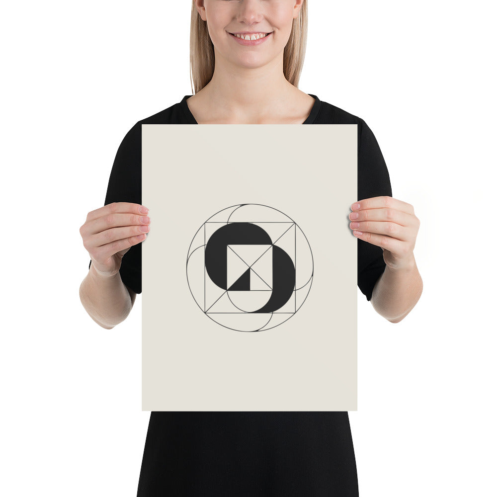 A geometric design of inverted concentric circles in thin vector lines on an art print. 12″×16″ size.