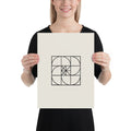 The fourth iteration of the Sierpinski carpet mathematical grid printed on an art print in fine line art style. 12″×16″ size.