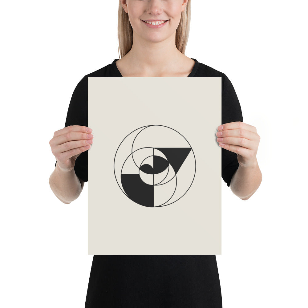 An Apollonian gasket fractal curve of nested tangent circles in fine vector lines on a minimalist art print. 12″×16″ size.