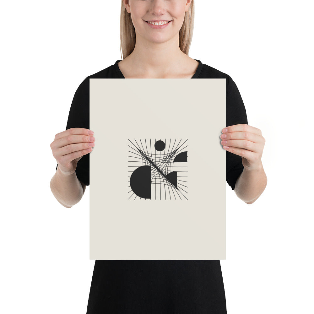 A minimalist sheared parallel grid design in precise hairline strokes on an art print. 12″×16″ size.