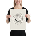 Concentric polar shift circle design in thin uniform lines printed on an art print. 12″×16″ size.