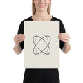 A single continuous Lissajous curve vector path printed on an art print. 12″×16″ size.