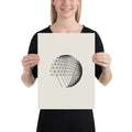An abstract hyperbolic cylinder printed on an art print, constructed from intersecting straight vector lines. 12″×16″ size.