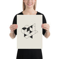 Isometric impossible tribar geometric line art design printed on an art print. 12″×16″ size.