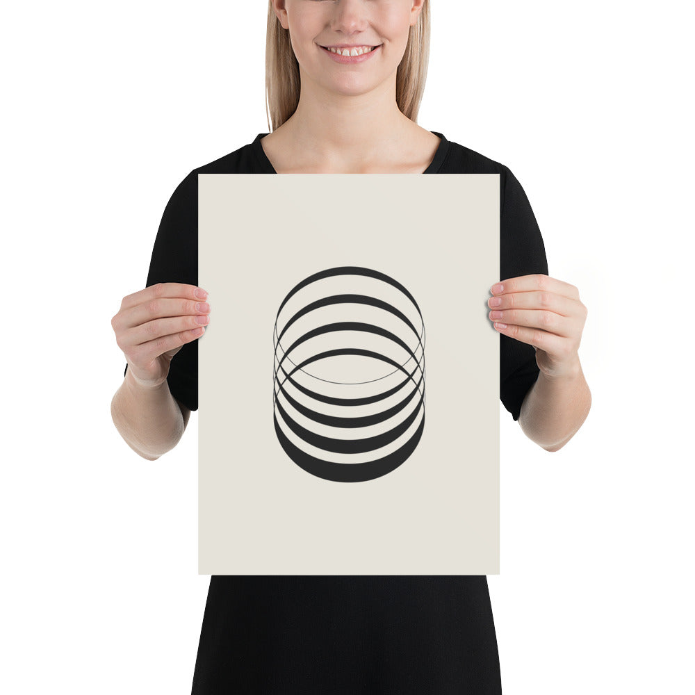 A sequence of eight concentric ellipses progressively flattened and rotated, printed on an art print. 12″×16″ size.