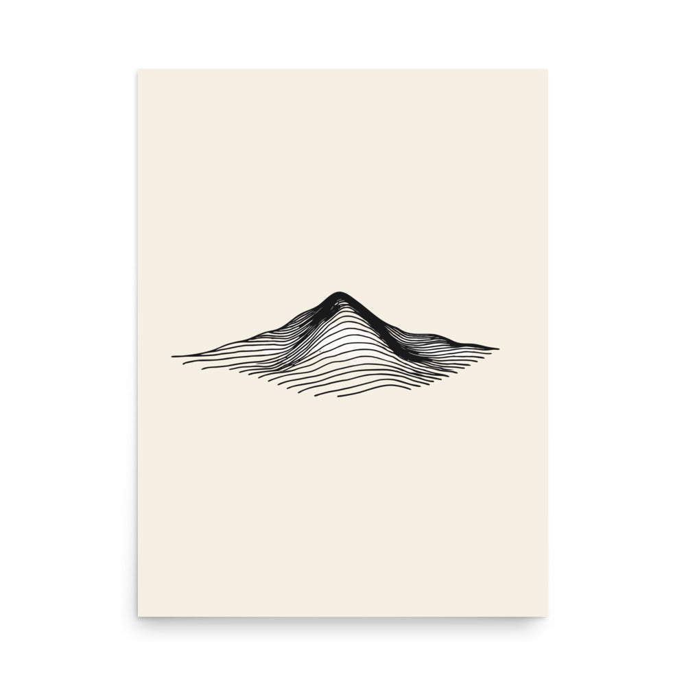 An overhead esker ridge topographic contour line design printed on an art print. 18″×24″ size.